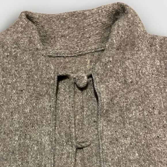 Vtg Beige Wool Blanket Poncho/Cape Fringe Attached Scarf OS Boho 60 70s Handmade - Picture 7 of 7